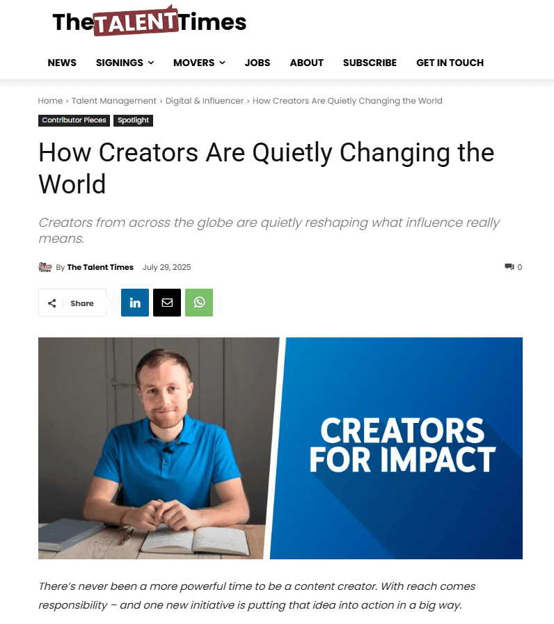 The Talent Times: How Creators Are Quietly Changing the World